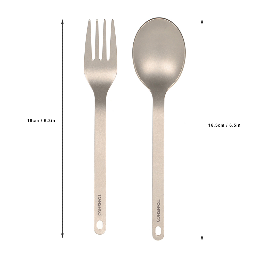 Outdoor Camping Dining Set - TOMSHOO Titanium Tableware Dinner Spoon Cutlery