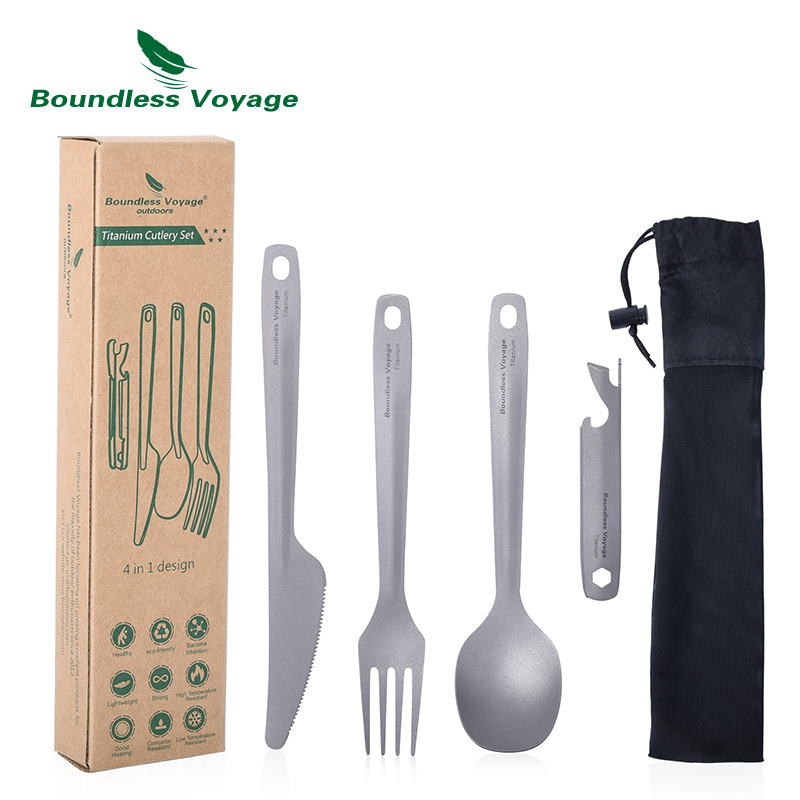 Outdoor Camping Dining Set - Boundless Voyage Utility Cutlery Set 4-Pieces