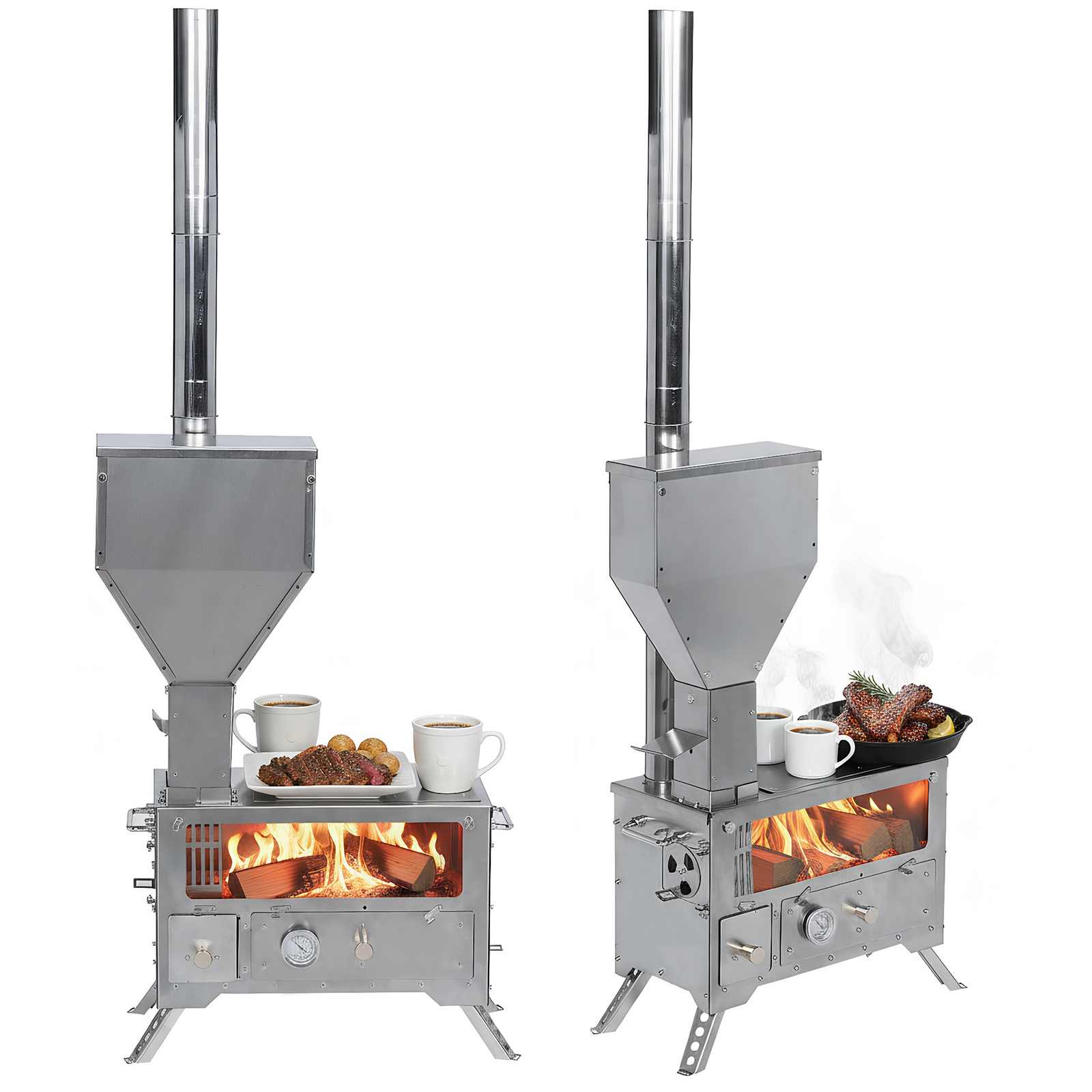 Outdoor Camping Stove Wood - Portable Wood-Burning Camp Stove with Chimney