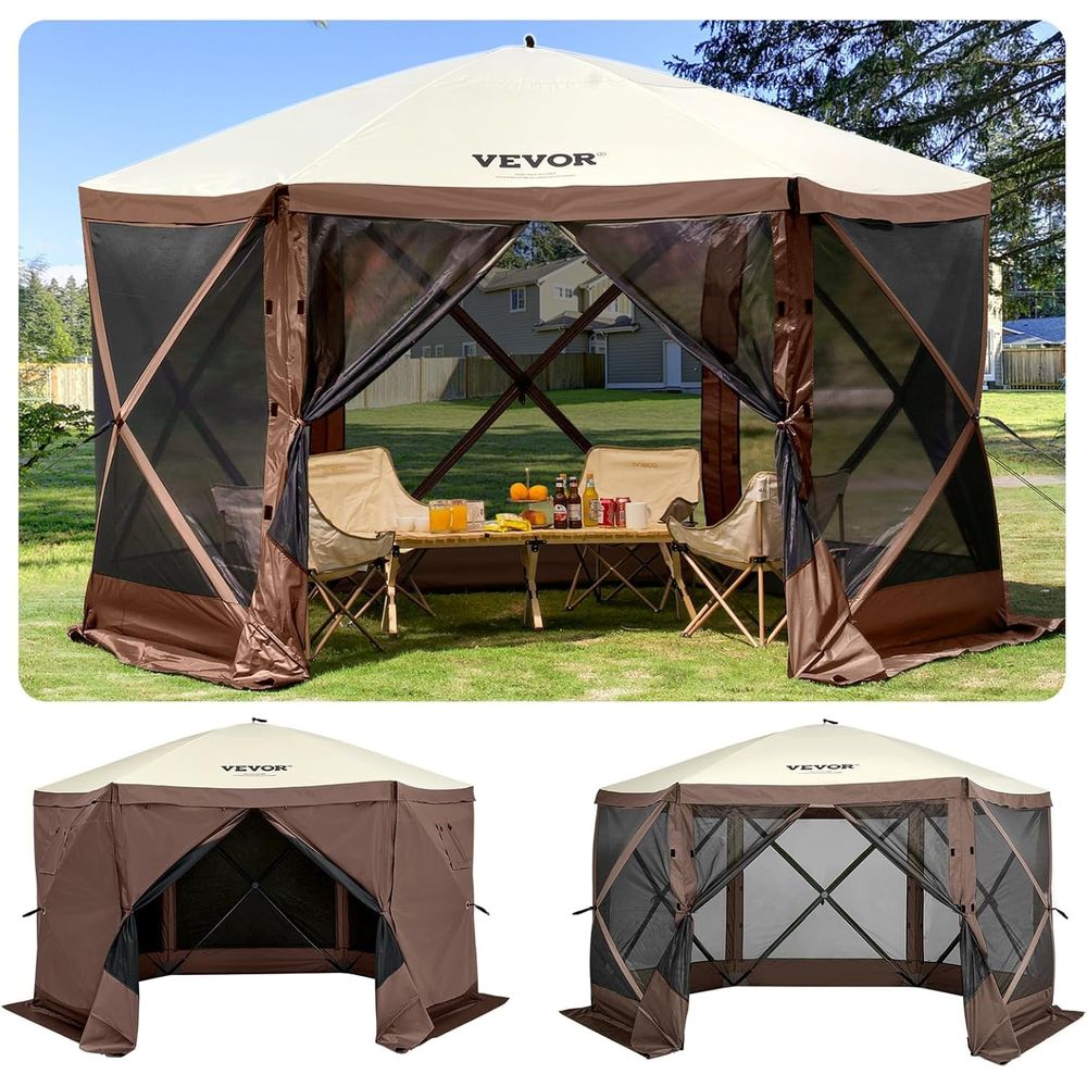 Outdoor Camping Canopy - 12 12ft 6 Sided Popup Canopy