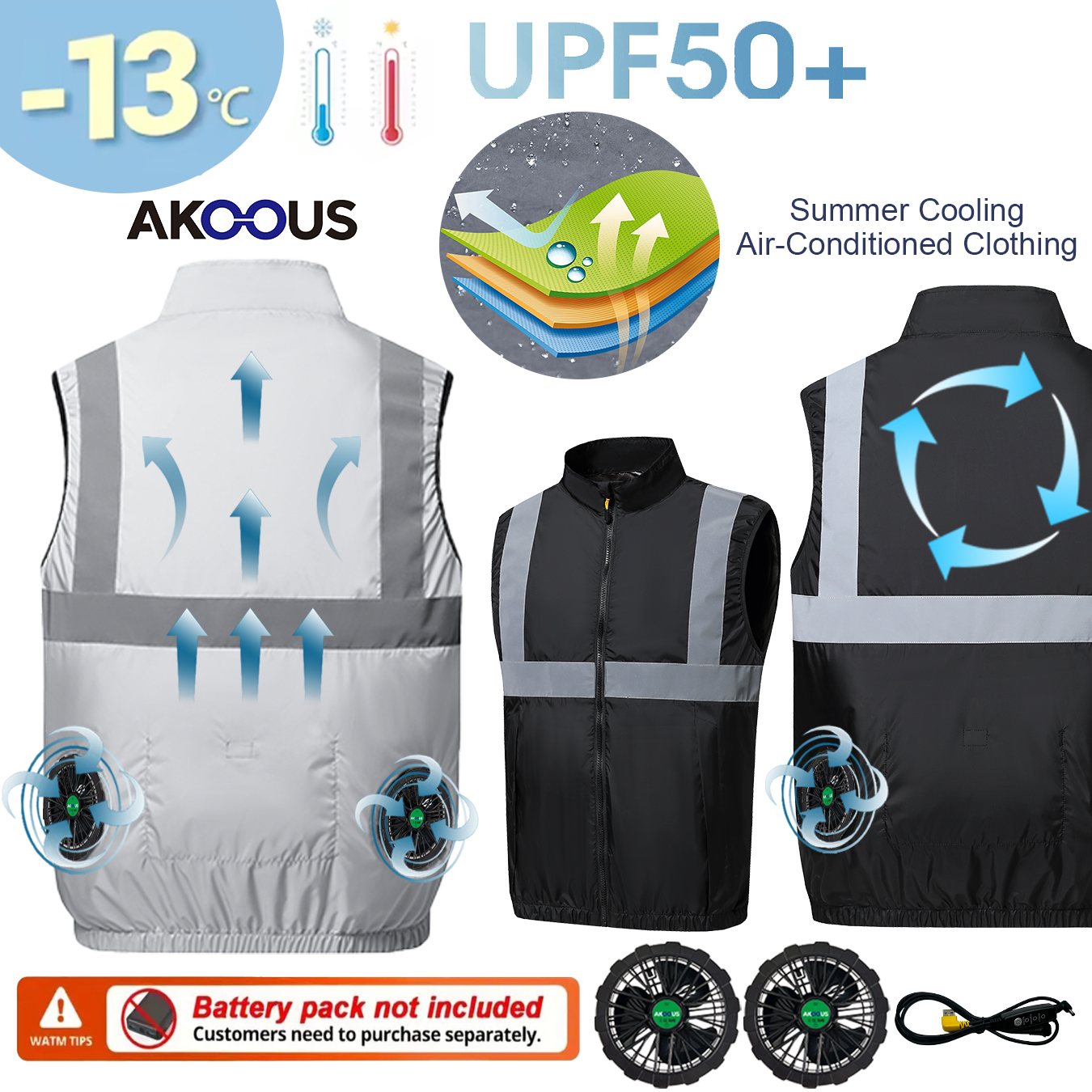 Outdoor Camping Air Conditioner - 12V/5V USB Sleeveless Breathable Cooling Air