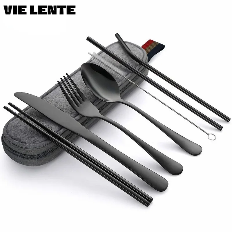 Outdoor Camping Dining Set - 8Pcs/set Tableware Reusable Travel Cutlery Set