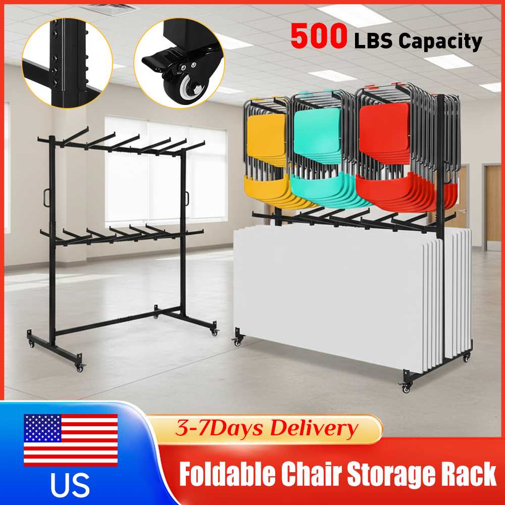 Folding Chair - Metal Folding Chair Storage Rack Heavy