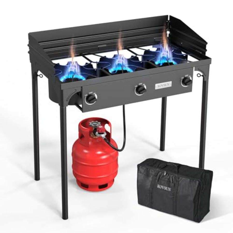 3 Burner Propane Gas Stove wit - огляд і ціна Outdoor Camping List