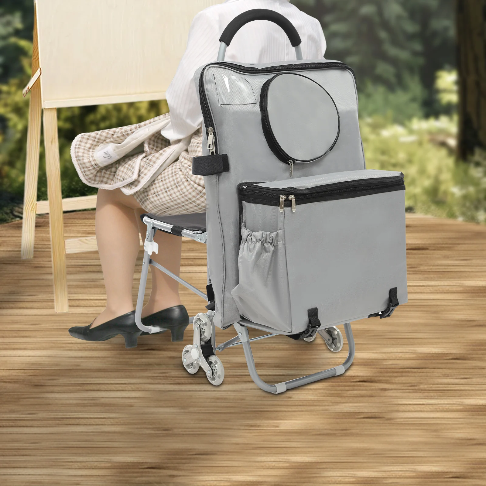 Silver 16.93*36.61inch Rolling - огляд і ціна Folding Chair