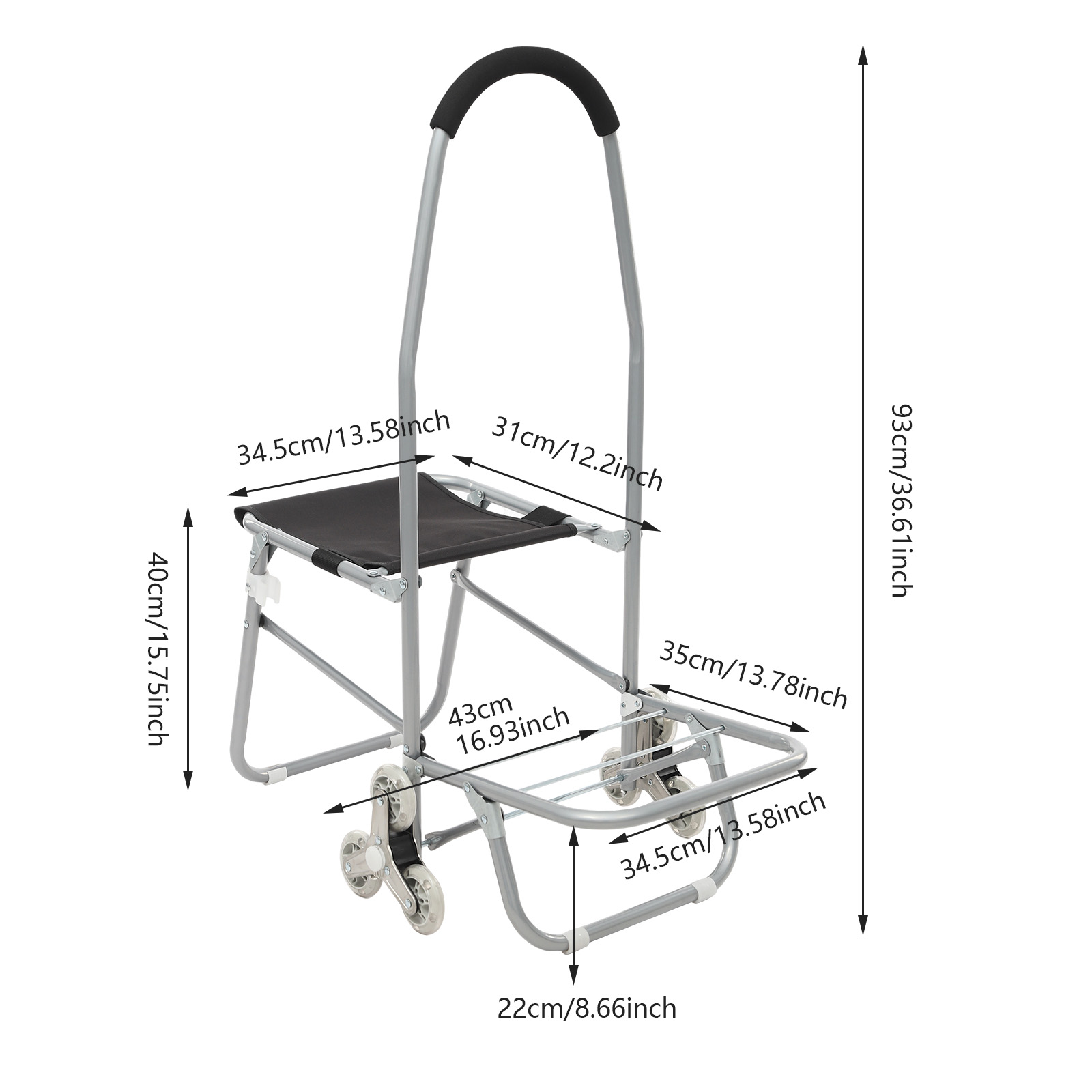 Silver 16.93*36.61inch Rolling - огляд і ціна Folding Chair