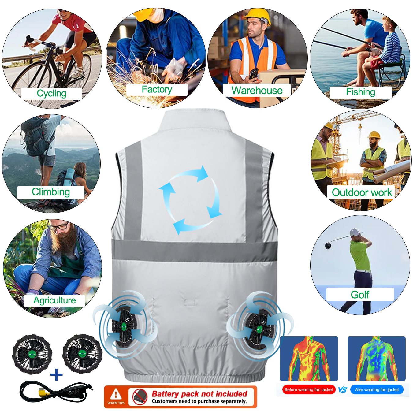 12V/5V USB Sleeveless Breathab - огляд і ціна Outdoor Camping Air Conditioner