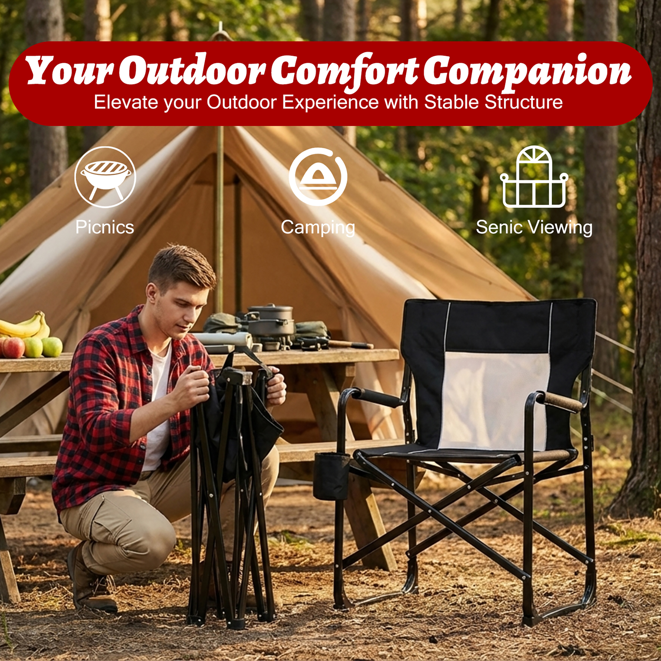 JHK Outdoor Folding Rocking Ch - огляд і ціна Outdoor Camping Rocker