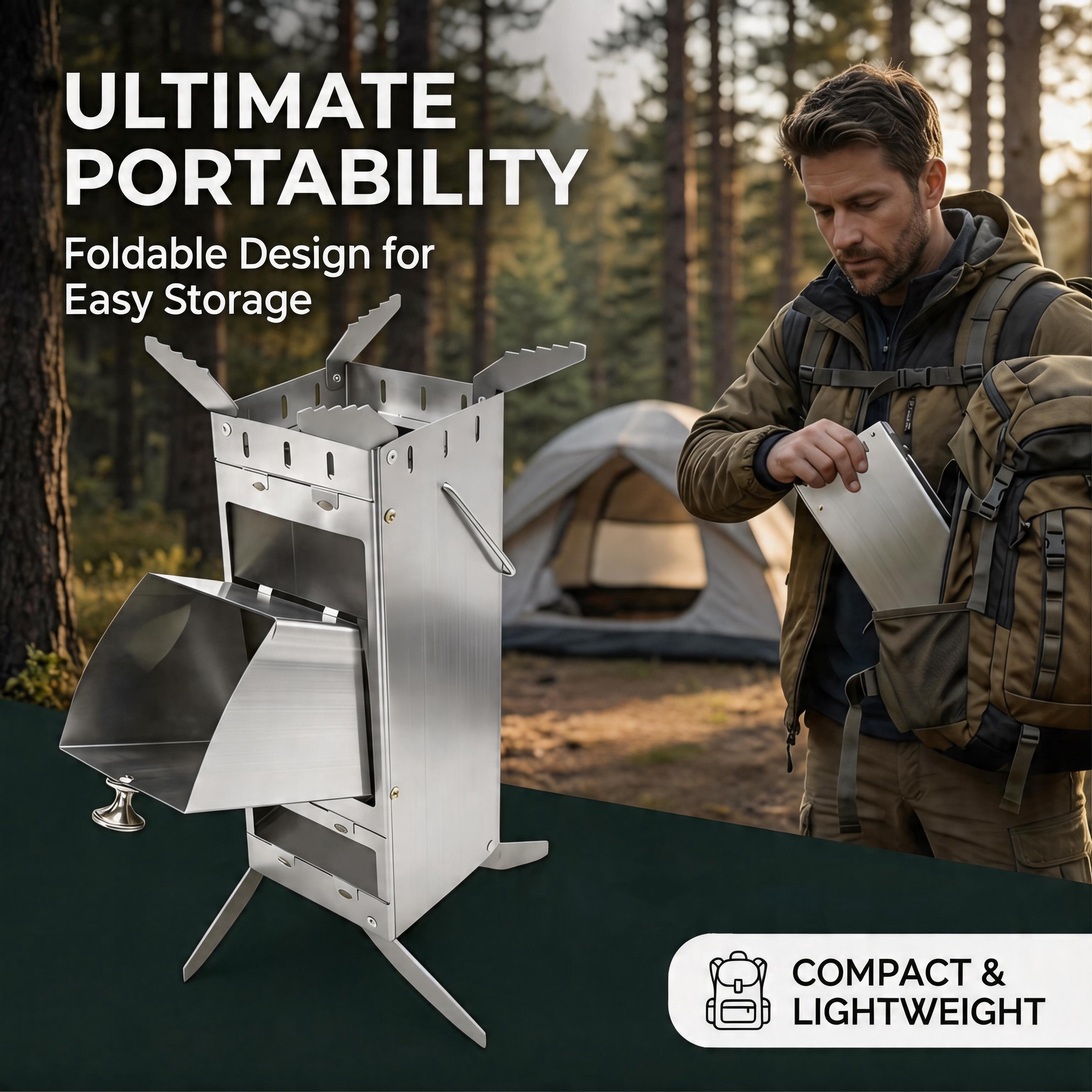 Portable Foldable Rocket Stove - огляд і ціна Outdoor Camping Stove Wood