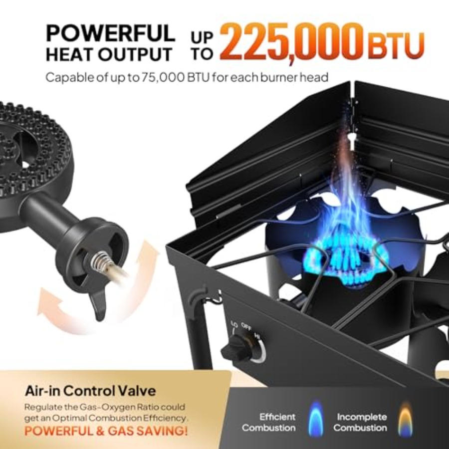 3 Burner Propane Gas Stove wit - огляд і ціна Outdoor Camping List